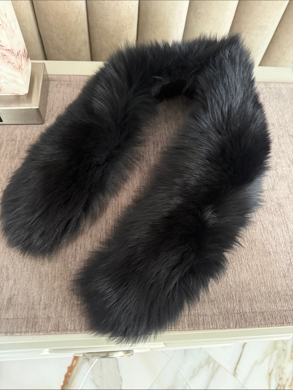 Real black  Fox fur clip on collar